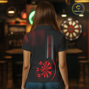 Personalized Black and Red Darts Shirt For Women Custom Dart Outfit Team Jerseys NQS10593