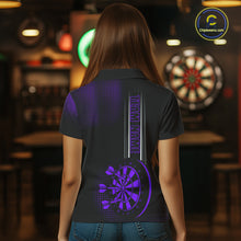 Load image into Gallery viewer, Personalized Black and Purple Darts Shirt For Women Custom Dart Outfit Team Jerseys NQS10594