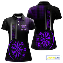 Load image into Gallery viewer, Personalized Black and Purple Darts Shirt For Women Custom Dart Outfit Team Jerseys NQS10594