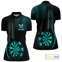 Load image into Gallery viewer, Personalized Black and Turquoise Darts Shirt For Women Custom Dart Outfit Team Jerseys NQS10595