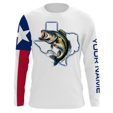 Load image into Gallery viewer, Texas Bass Fishing Texas Flag patriotic UV protection customize name long sleeves fishing shirts NQS2326