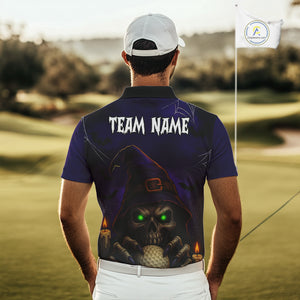 Funny Purple Skull Halloween Men golf polo shirts Custom Halloween team mens golf wear NQS10804