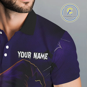 Funny Purple Skull Halloween Men golf polo shirts Custom Halloween team mens golf wear NQS10804