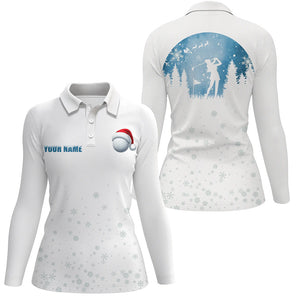 Snowflake Christmas pattern Women golf polo shirt custom Christmas golf tops for ladies, golfing gifts NQS8850