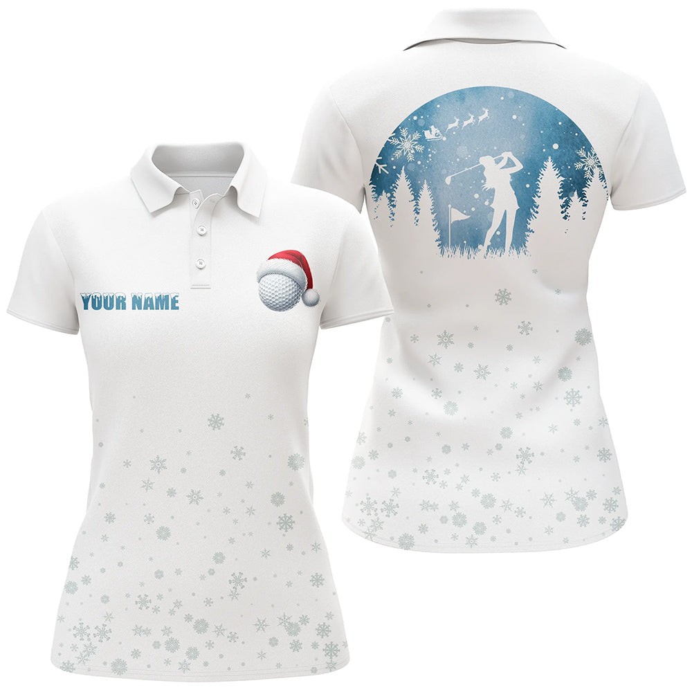 Snowflake Christmas pattern Women golf polo shirt custom Christmas golf tops for ladies, golfing gifts NQS8850