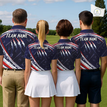 Load image into Gallery viewer, American Flag Camo Golf Polo Shirts For Men Custom patriotic mens golf shirts, golfer gifts | Navy NQS11181