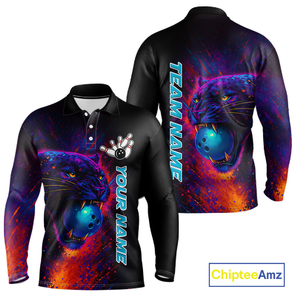 Colorful Panther Bowling Jerseys Bowling Shirt for Men Custom Bowling Team shirts for bowlers NQS11186