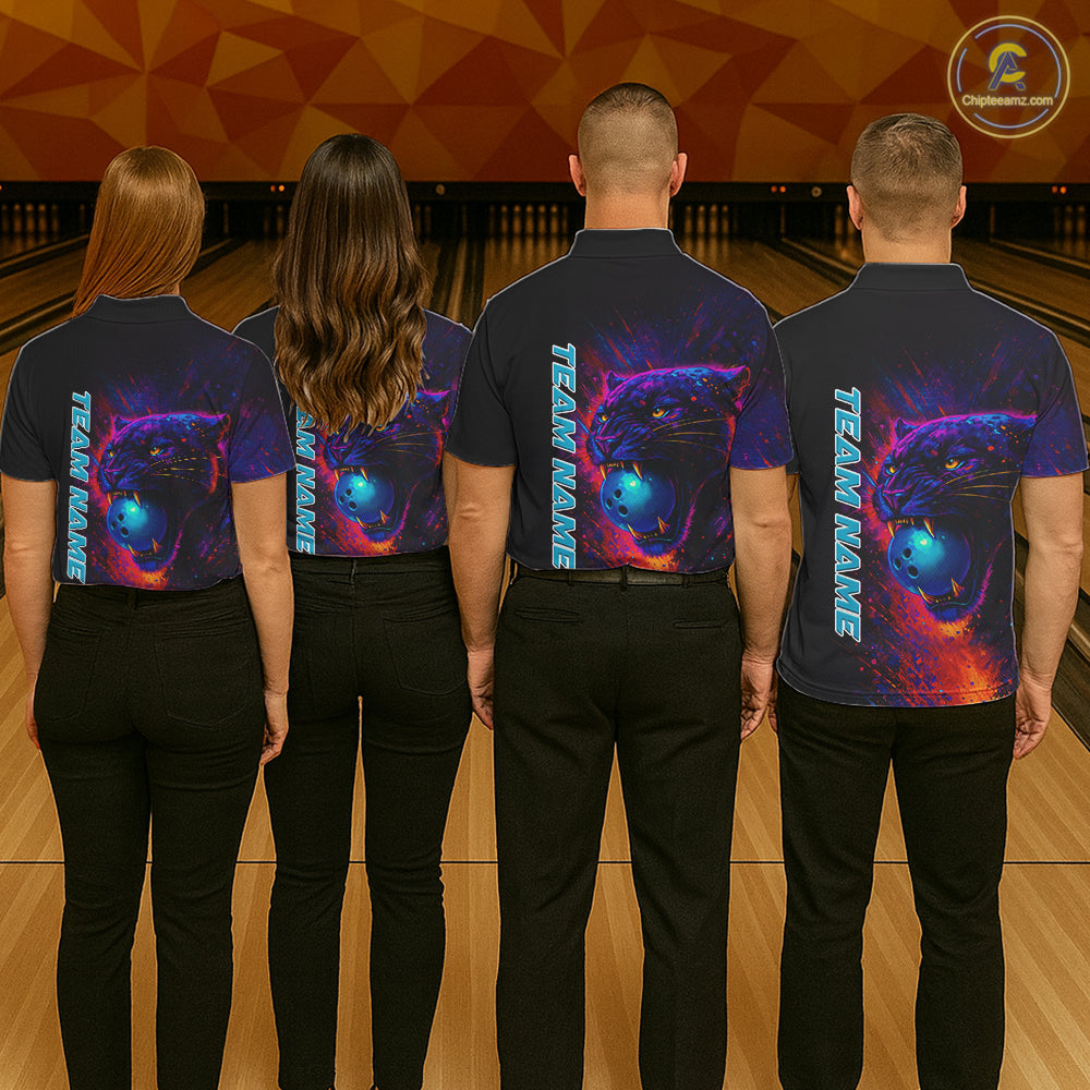 Colorful Panther Bowling Jerseys Bowling Shirt for Women Custom Bowling Team shirts for bowlers NQS11186