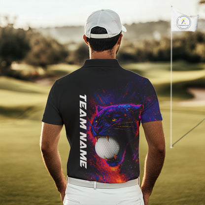 Colorful Panther Golf Polo Shirts For Men Custom Golf attire for men, Personalized team golf gifts NQS11187