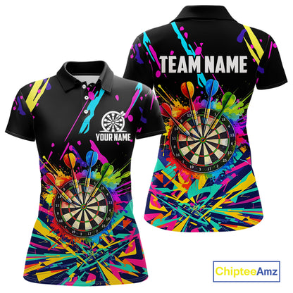 Personalized Colorful Darts Shirt For Women Custom Darts Team Jersey Polo & 1/4 Zip Shirts NQS11374