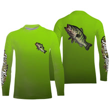 Load image into Gallery viewer, Largemouth bass fishing green scales Custom Name UV protection long sleeve fishing jersey NQS3143