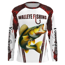 Load image into Gallery viewer, Walleye fishing red camo Custom Funny Fishing Shirts UV Protection Gift For Fisherman NQS5128