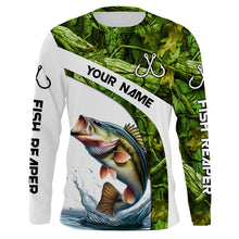 Load image into Gallery viewer, Bass fishing Green Camo UV protection Customized long sleeve fishing shirts, bass tournament jerseys NQS5130