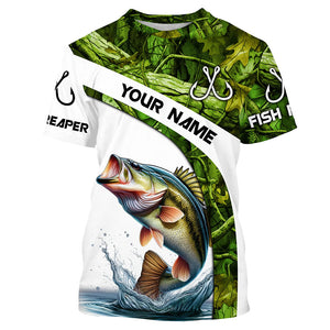 Bass fishing Green Camo UV protection Customized long sleeve fishing shirts, bass tournament jerseys NQS5130