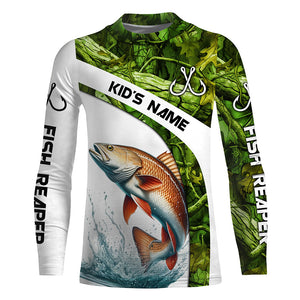 Redfish fishing Green Camo UV protection Custom long sleeve fishing shirts, Red drum tournament jersey NQS5132