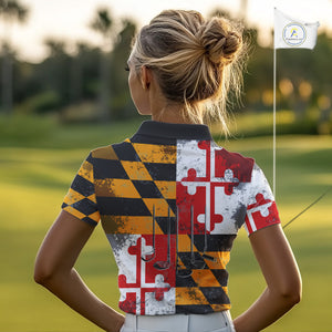 Maryland Flag Golf Clubs Women polo shirt Custom patriotic ladies golf top, personalized golf gifts NQS10382