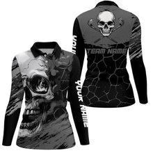 Load image into Gallery viewer, Black and Gray Skull Golf Custom Women golf polo shirts, personalized golf tournament jerseys for team NQS8426