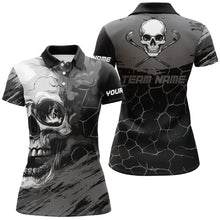 Load image into Gallery viewer, Black and Gray Skull Golf Custom Women golf polo shirts, personalized golf tournament jerseys for team NQS8426