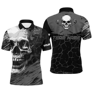 Black and Gray Skull Golf Custom Men golf polo shirts, personalized golf tournament jerseys for team NQS8426