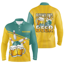 Load image into Gallery viewer, Personalized Bowling For The Beer Retro Bowling Polo, 1/4 Zip Shirt For Men CustomTeam Bowling Jerseys NQS8627