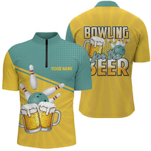 Load image into Gallery viewer, Personalized Bowling For The Beer Retro Bowling Polo, 1/4 Zip Shirt For Men CustomTeam Bowling Jerseys NQS8627