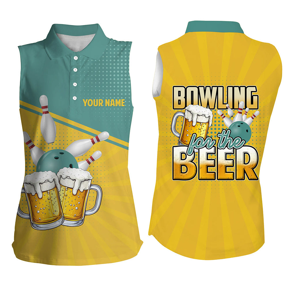 Personalized Bowling For The Beer Retro Bowling sleeveless polo Shirts CustomTeam Bowling Jerseys NQS8627