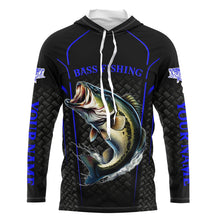 Load image into Gallery viewer, Blue Black Bass fishing shirts custom UV protection long sleeve fishing shirt, Bass tournament jerseys NQS5146