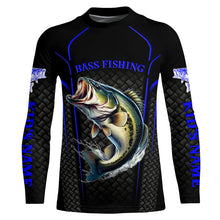 Load image into Gallery viewer, Blue Black Bass fishing shirts custom UV protection long sleeve fishing shirt, Bass tournament jerseys NQS5146