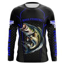 Load image into Gallery viewer, Blue Black Bass fishing shirts custom UV protection long sleeve fishing shirt, Bass tournament jerseys NQS5146