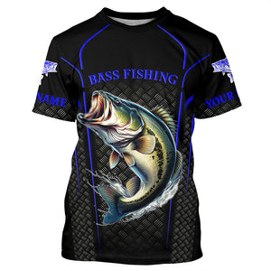 Blue Black Bass fishing shirts custom UV protection long sleeve fishing shirt, Bass tournament jerseys NQS5146