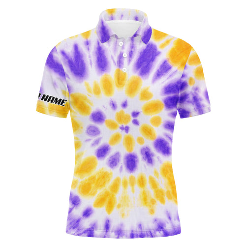 Mens golf polo shirts purple yellow tie dye pattern custom pattern golf shirt for men, golf tops mens NQS5644