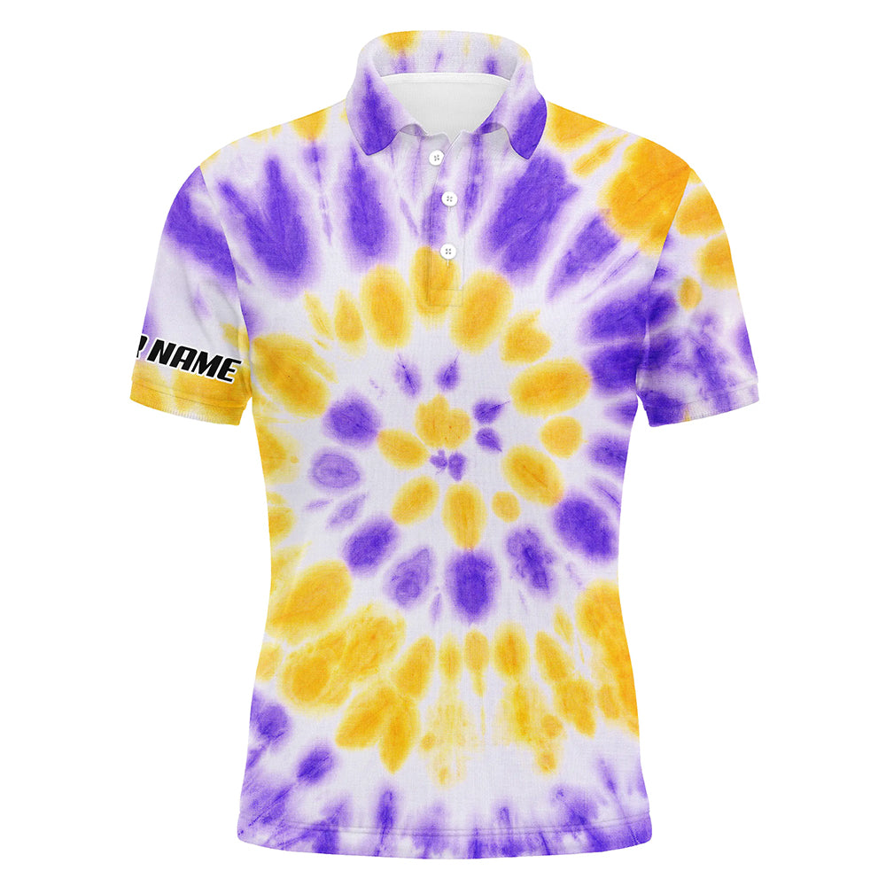 Mens golf polo shirts purple yellow tie dye pattern custom pattern golf shirt for men, golf tops mens NQS5644