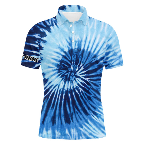 Mens golf polo shirts blue tie dye pattern custom pattern golf shirt for men, golf tops mens NQS5646