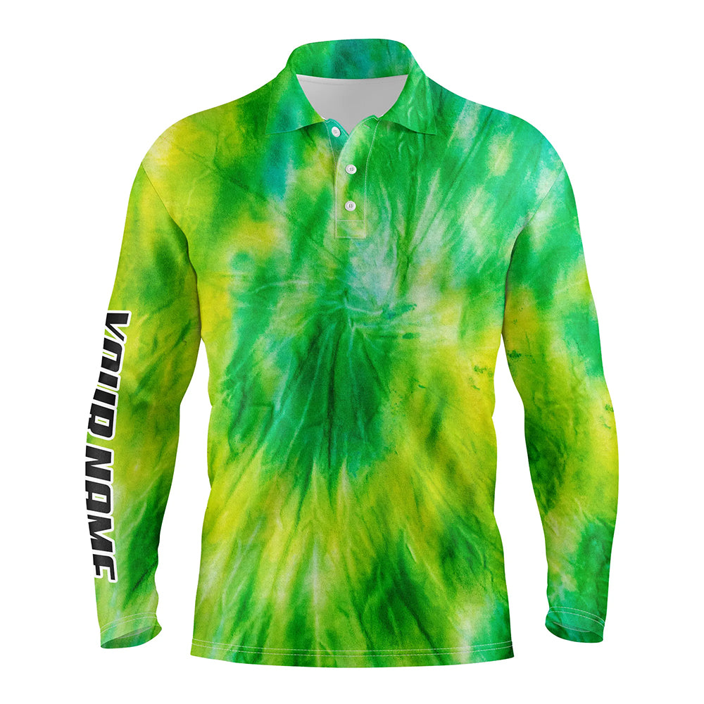 Mens golf polo shirts yellow green tie dye pattern custom pattern golf shirt for men, golf tops mens NQS5647