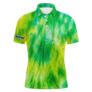 Mens golf polo shirts yellow green tie dye pattern custom pattern golf shirt for men, golf tops mens NQS5647