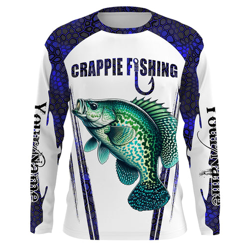 Crappie fishing blue camo Custom Funny Fishing Shirts UV Protection Gift For Fisherman NQS5650