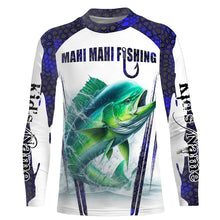 Load image into Gallery viewer, Mahi mahi fishing blue camo Custom Funny Fishing Shirts UV Protection Gift For Fisherman NQS5651