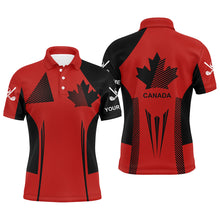 Load image into Gallery viewer, Personalized black and red Canada flag golf polo shirt for men custom patriotic gifts for golf lovers NQS7754