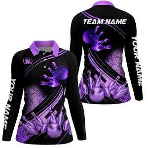 Black and Purple Womens Bowling shirts custom bowling apparel team bowling jerseys, bowling gifts NQS7756