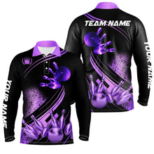 Load image into Gallery viewer, Black and Purple Mens Bowling shirts custom bowling apparel team bowling jerseys, bowling gifts NQS7756