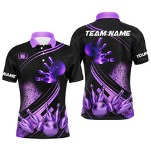 Load image into Gallery viewer, Black and Purple Mens Bowling shirts custom bowling apparel team bowling jerseys, bowling gifts NQS7756