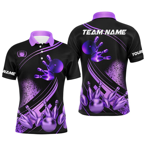 Black and Purple Mens Bowling shirts custom bowling apparel team bowling jerseys, bowling gifts NQS7756