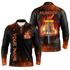 Flame Disc golf basket Polo shirts for men custom name and number team frisbee golf jerseys NQS8874