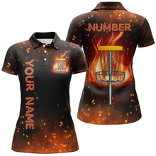 Load image into Gallery viewer, Flame Disc golf basket Polo shirt for women custom name and number team frisbee golf jerseys NQS8874