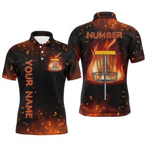 Flame Disc golf basket Polo shirts for men custom name and number team frisbee golf jerseys NQS8874