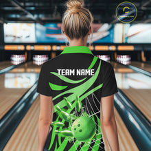 Load image into Gallery viewer, Green flame short-sleeve, long-sleeve bowling shirts for women Custom Team bowling outfit women NQS11394