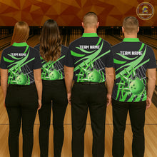 Load image into Gallery viewer, Green flame short-sleeve, long-sleeve bowling shirts for women Custom Team bowling outfit women NQS11394