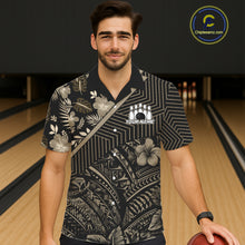 Load image into Gallery viewer, Black tribal pattern Bowling Hawaiian Shirts Custom Team Bowling Jerseys NQS11389