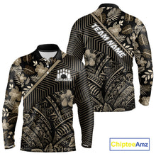 Load image into Gallery viewer, Black tribal pattern Bowling Polo, 1/4 zip Shirts For Men Custom Team Bowling Jerseys NQS11389