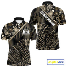 Load image into Gallery viewer, Black tribal pattern Bowling Polo, 1/4 zip Shirts For Men Custom Team Bowling Jerseys NQS11389